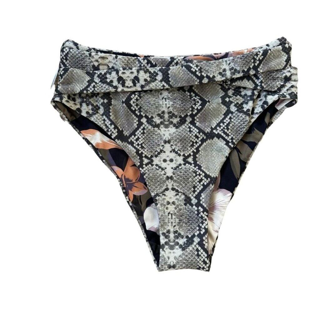 NWT Maaji Reversible High Rise Classic Bikini Bottom Snake and Flower Print XS
